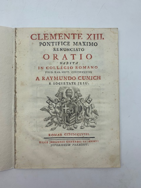 Clemente XIII Pontifice maximo renunciato Oratio habita in Collegio Romano...